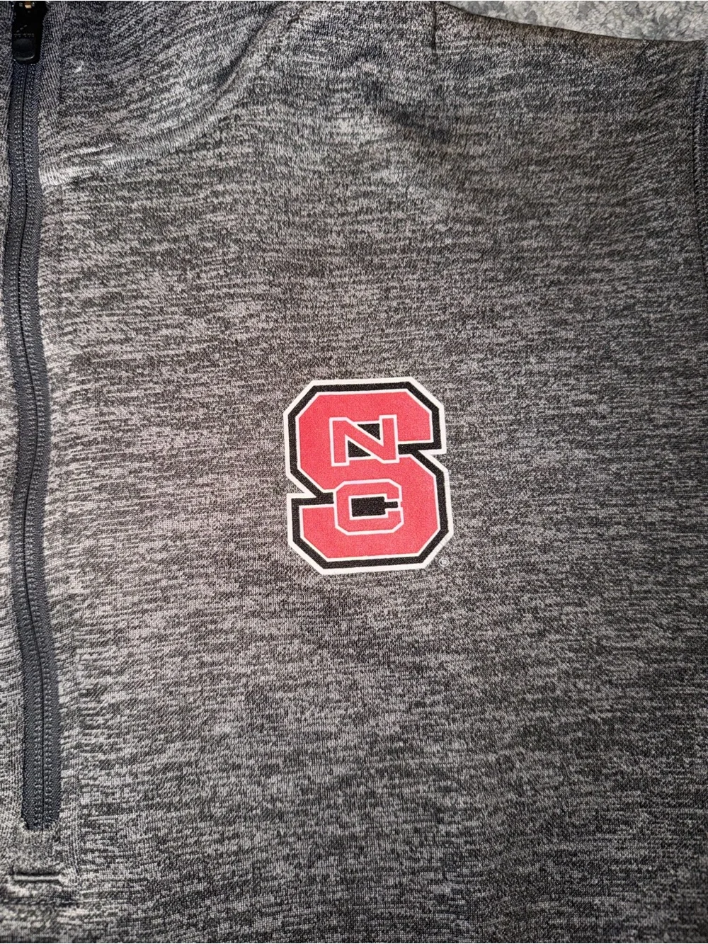 Men's NCSU adidas Gray Quarter-Zip Pullover with Red Logo